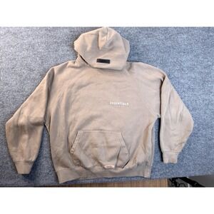 Fear of God Essentials Hoodie Mens Medium Tan Khaki Fleece Pullover Streetwear